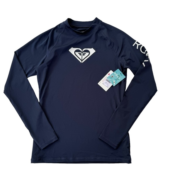 Roxy Whole Hearted Long Sleeve UPF 50 Swim Rashguard Navy Blue Size M NWT - Picture 4 of 13